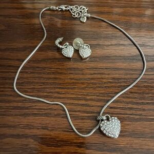 Brighton Silver Heart Necklace and Earring Set